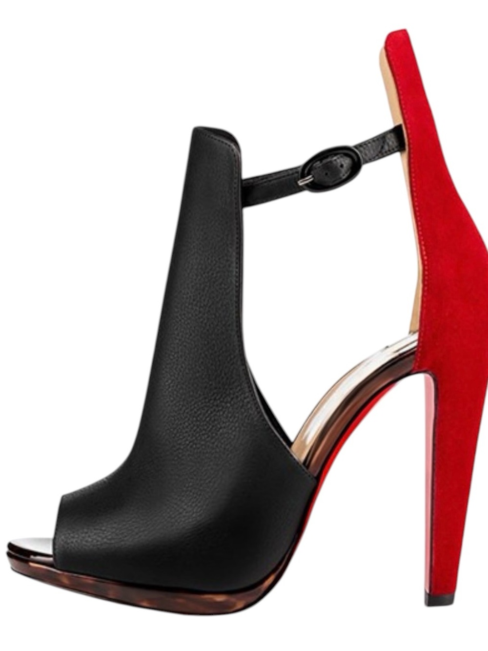Christian Louboutin Black Leather and Suede Barabara Cutout Ankle Boots Size 40